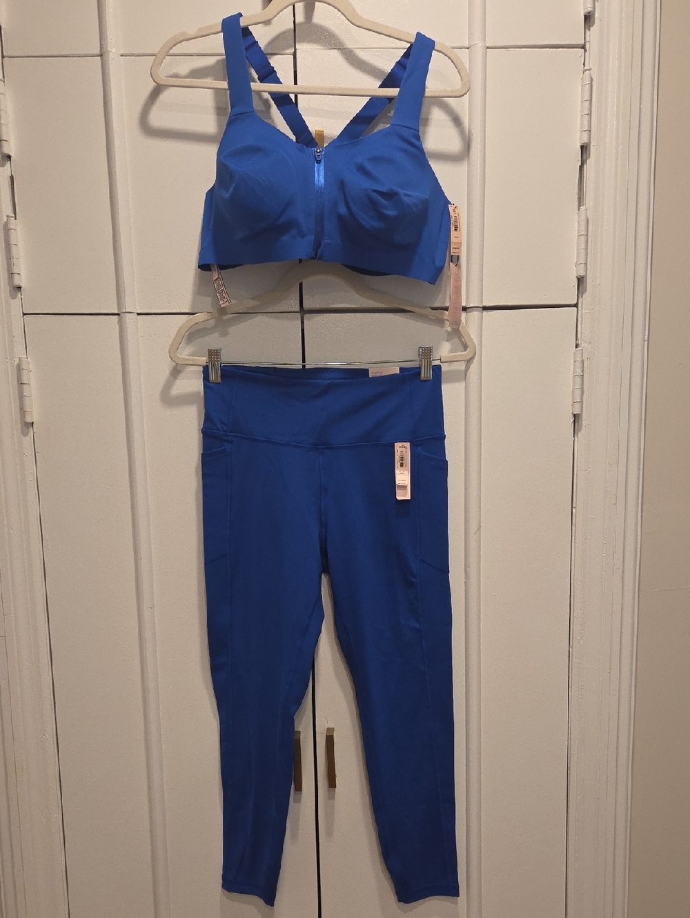 Victoria's Secret Royal Blue High-Waist Leggings M & Zip-Front Sports Bra 36 DD